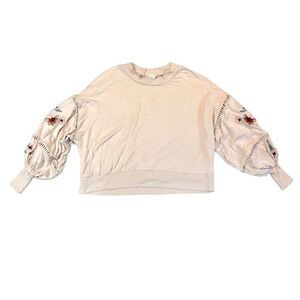 Harper Heritage Blush Pink Balloon Sleeves With Embroidery Flowers Small